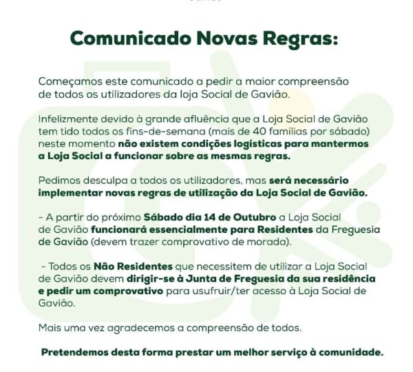 Comunicado Novas Regras